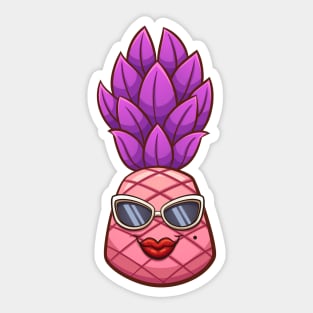 Pink cartoon pineapple Sticker